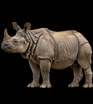 Rhino cut out of its photo